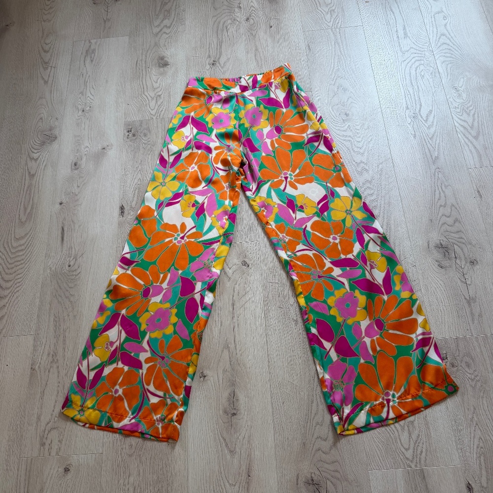 Scarlet Roos Straight Leg Pants Tropical Floral Print Sz. 2